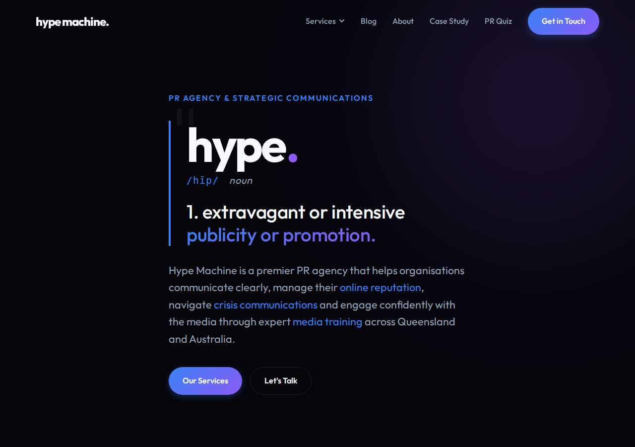 Hype Machine PR Agency Web Design Case Study
